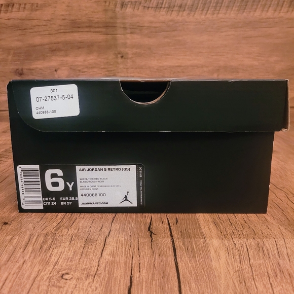 Nike Air Jordan 5 Retro Fire Red 2013 GS Size 6y DS 440888-100 Brand New - Picture 12 of 12